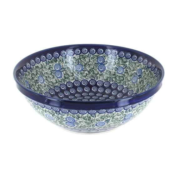 Blue Rose Polish Pottery Seaside Swirl Large Serving Bowl
