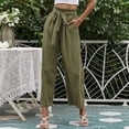 thumbnail image 2 of Eashery Women's Casual Linen Pants Light Baggy Jogger Relaxed Drawstring Elastic Waist Long Straight Pants Womens Jogger Pants (Solid Color,GN3,S), 2 of 5