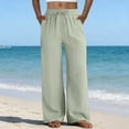 thumbnail image 2 of Yifymode Pants Wide Leg Casual Palazzo Trousers Summer Beach Lounge Bottoms with Pockets,Light Green L, 2 of 5