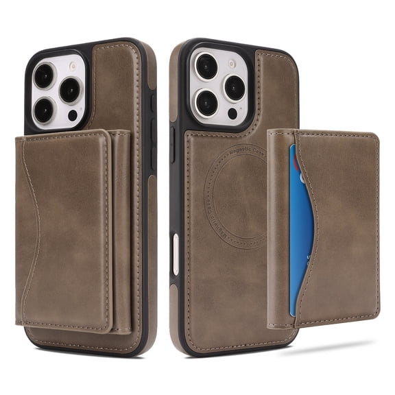 Case for iPhone 13 Pro Wallet Case with Detachable Folio Card Holder [RFID Blocking], Kickstand, Magnetic Back Case Compatible with Mag-Safe, Protective Cover for iPhone 13 Pro, Coffee