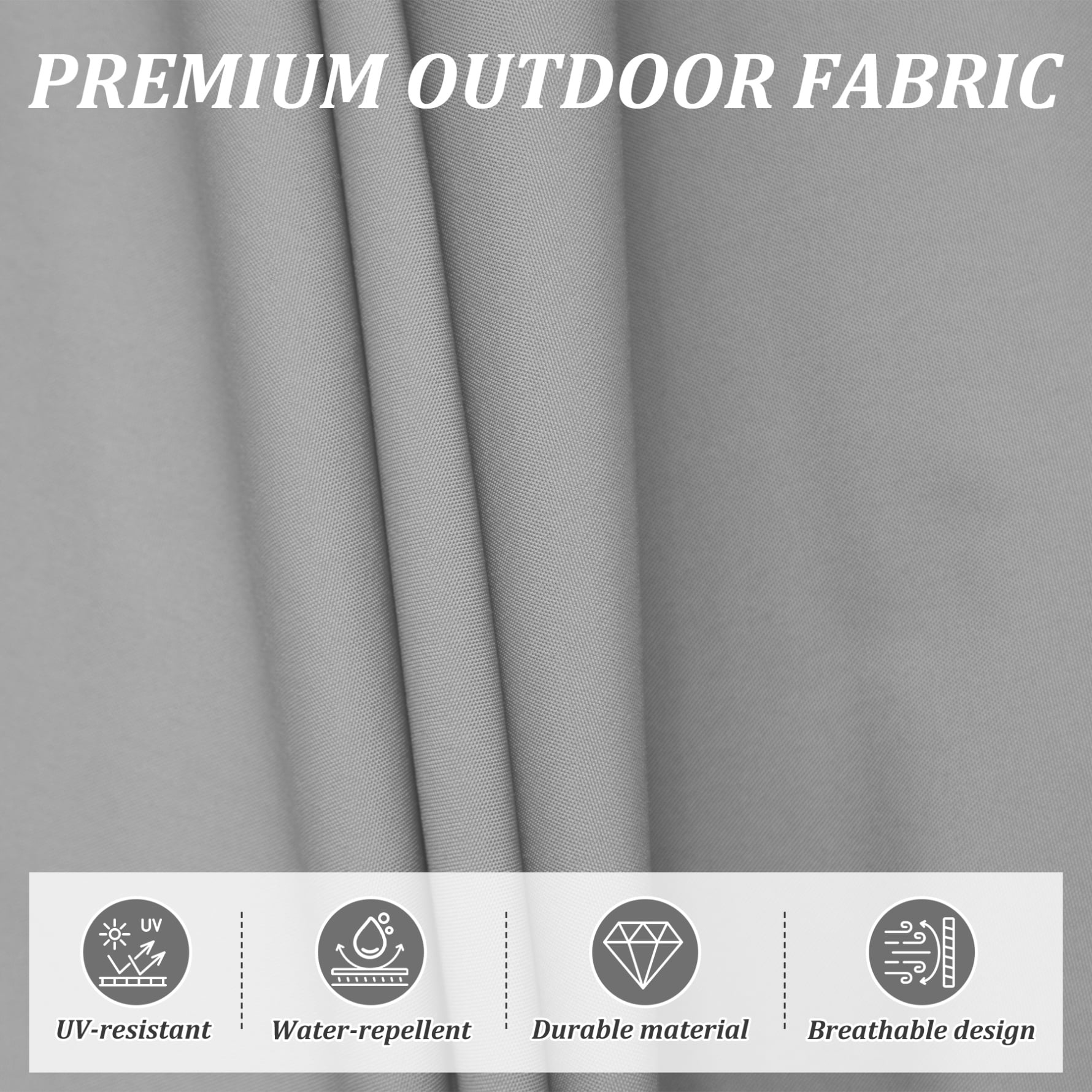 6FT Outdoor Patio Umbrella, Rectangle Market Umbrella with Push Button Tilt and Crank, Table Umbrella 8 Sturdy Ribs UV Protection for Deck, Backyard, Pool, Grey
