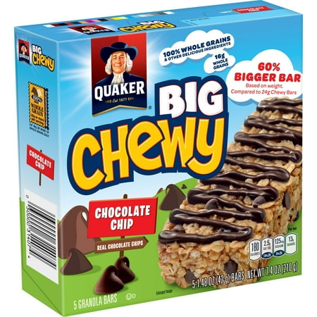 Quaker Big Chewy Granola Bars, Chocolate Chip, 5 Count