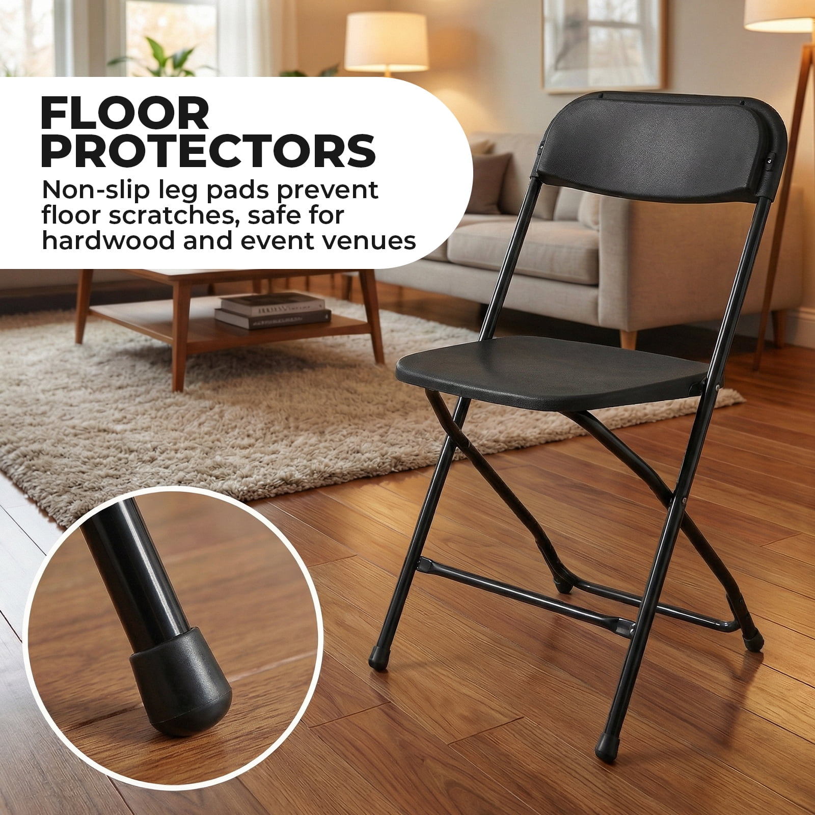 Alvantor Folding Chairs, 4/6/10-Pack White Indoor Outdoor Stackable Portable for Events, Offices, Weddings