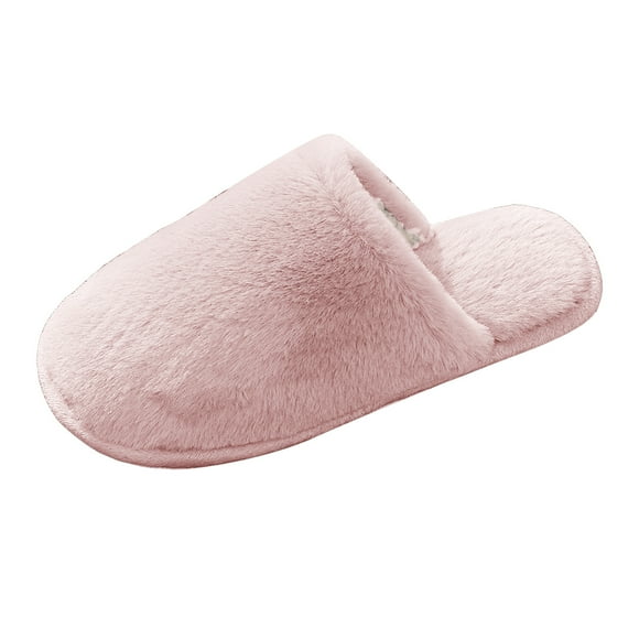 Rokment Womens Fuzzy Slippers Cozy Warm Slip on House Shoes Soft Lightweight Winter Memory Foam Indoor Bedroom Home Slip-On Pink Size 8.5