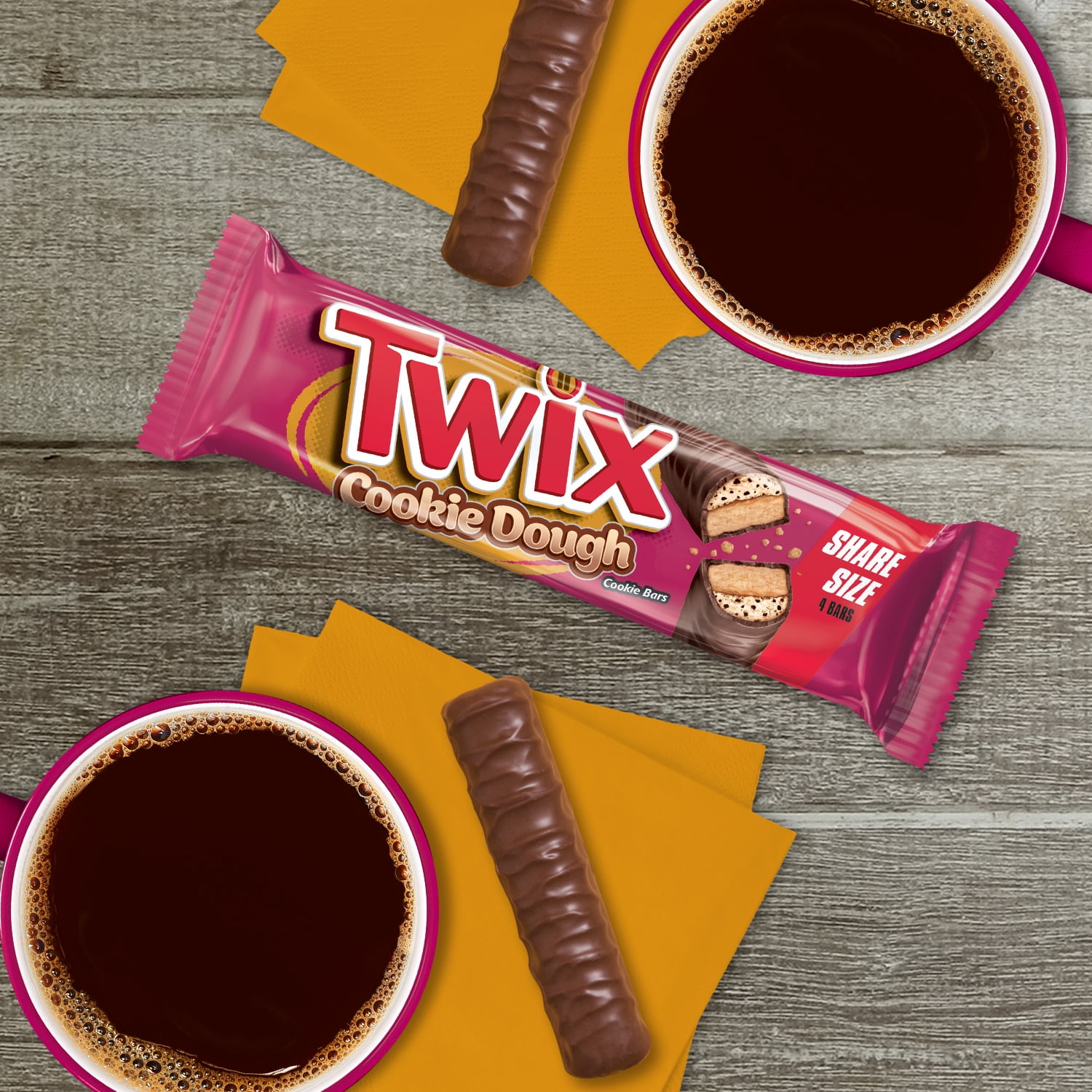(2 pack) Twix Cookie Dough Milk Chocolate Bars, Share Size - 2.72 oz