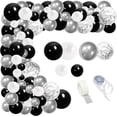 thumbnail image 1 of Globos Negros Metálicos,Globos Latex y Confeti Plateado (Plata) Negros Blancos,99 Piezas Kit de Globos de Fiesta,Globos Decoración adornos fiesta de cumpleaños, Despedida soltera, Baby Shower, 1 of 10