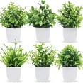 thumbnail image 2 of Mini Potted Fake Plants Artificial Plastic Eucalyptus Potted Plants Greenery Centerpiece for Home Farmhouse Bathroom Office Desk Table Decor, 2 of 8