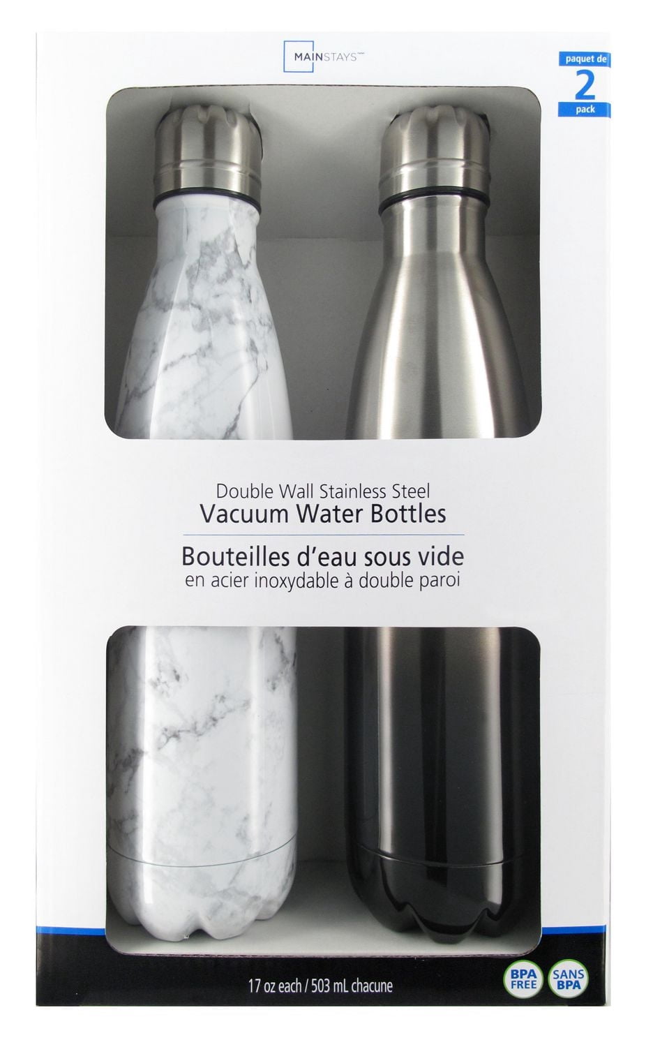 Mainstays Paquet de 2 Bouteille d'eau à double paroi