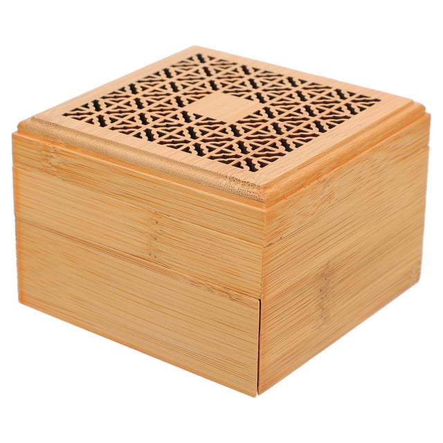 MasteelfCA 1pc Incense Box Square Hollow Bamboo Practical Incense Burner (Light Yellow)