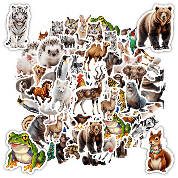 35pcs Cute Animal Stickers Adorable Wildlife Stationery Stickers Fun Kids Stickers for Laptops Notebooks Fridge