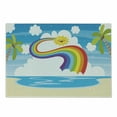 thumbnail image 1 of Rainbow Cutting Board, Cartoon Sun Holiday Island Palm Trees Print, Decorative Tempered Glass Cutting and Serving Board, in 3 Sizes, by Ambesonne, 1 of 2