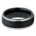thumbnail image 2 of 8mm Brushed Black Tungsten Carbide Ring Silver Unique Edges Wedding Band (6), 2 of 3