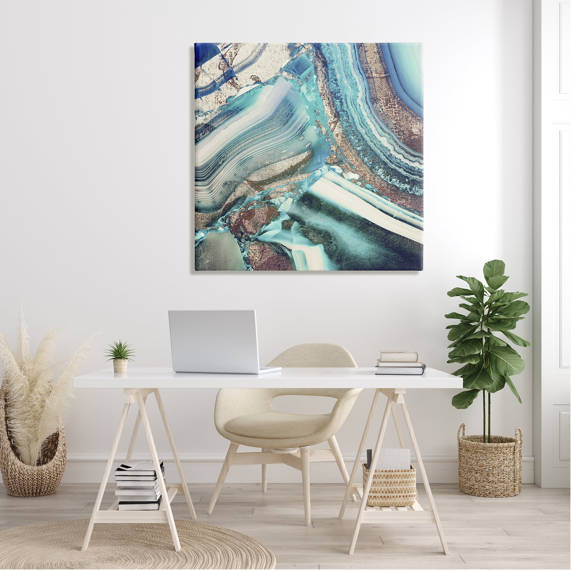 Stupell Industries Abstract Detailed Blue Turquoise Agate Geode Rock Design Modern Painting Gallery-Wrapped Canvas Print Wall Art, 36 x 36, Design by Mindy Sommers