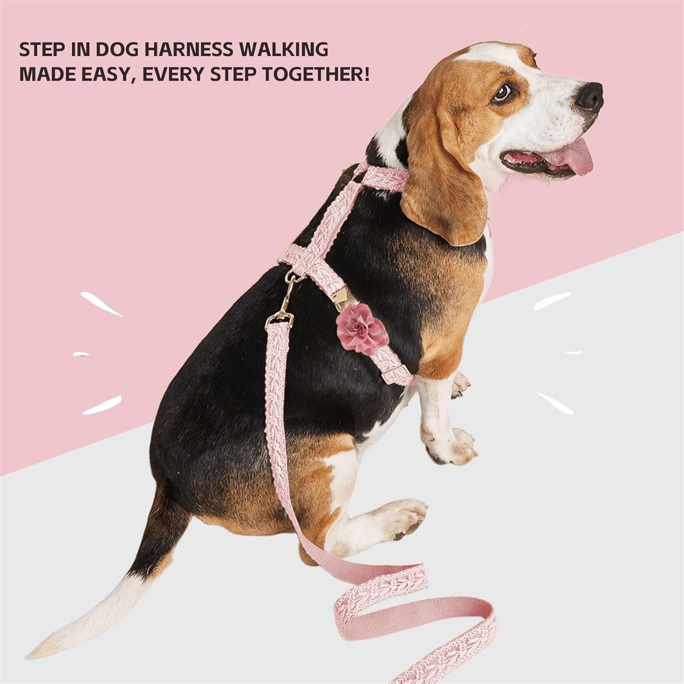 UOSIA Soft Lace Dog Harness and Leash Set,Adjustable Dog Wedding Harness Vest