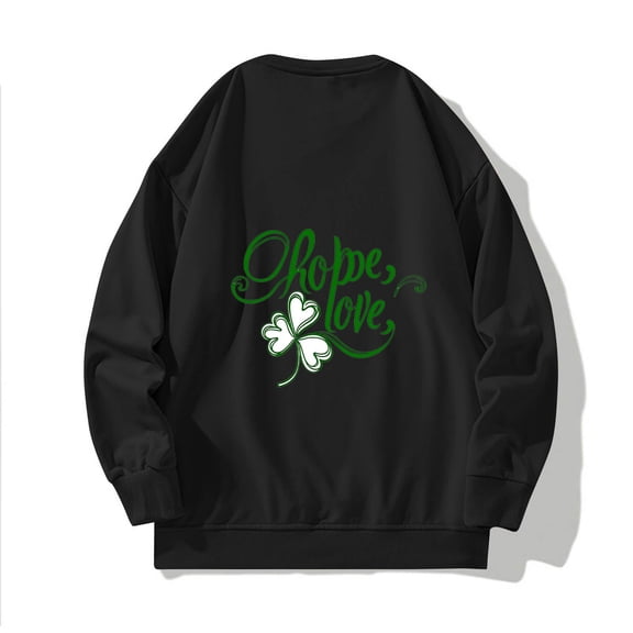 Mens St. Patricks Day Sweatshirts Casual Long Sleeve Crewneck Cmofy Printed Graphic Loose Fit Pullover Top (M, Black)
