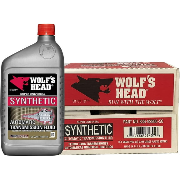 Wolf's Head Super Universal Synthetic Automatic Transmission Fluid (836-92866-56) 1 Quart Bottle, Pack of 12