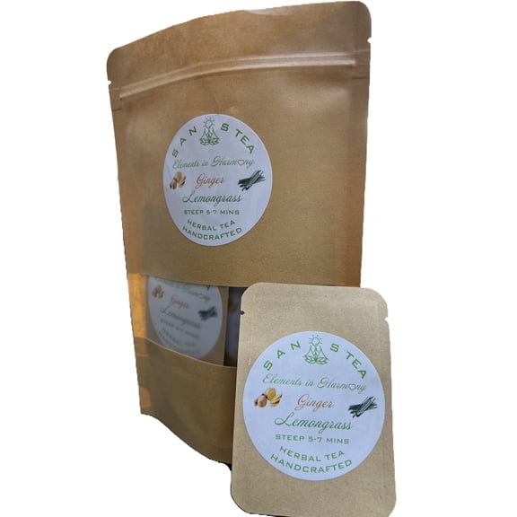 Sanos Tea Premium Organic Herbal Tea, Ginger Lemongrass, Flavor, Cinnamon, Blend, Dried - 12 Count