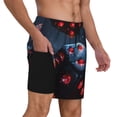thumbnail image 2 of Naloa Cosmic Red Sparkle Dice Print Men Swim Trunks with Compression Liner ,Board Shorts,Men's Swim Shorts with Drawstring and Elastic Waistband-X-Large, 2 of 6