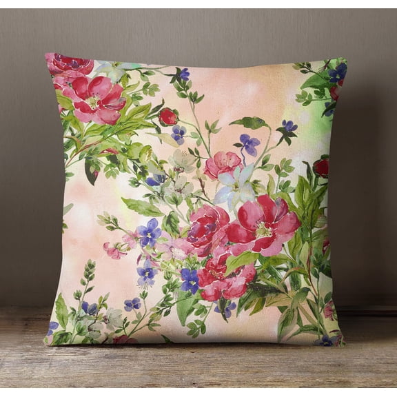 S4Sassy Home Decorative Floral Printed Multicolor Cushion Case Square Pillow Cover - Choose Size