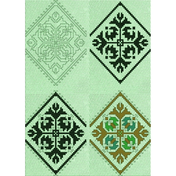 Ahgly Company Indoor Rectangle Patterned Green Pepper Green Area Rugs, 5' x 7'
