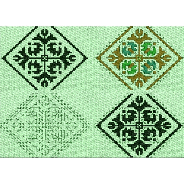 Ahgly Tapis Rectangulaire Lavable en Machine Vert Transitionnel, 4 Pieds x 6 Pieds