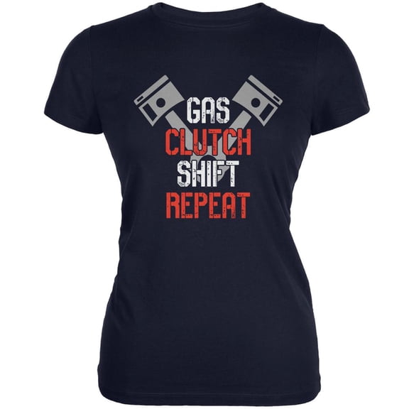 Gas Clutch Shift Repeat Navy Juniors Soft T-Shirt - Medium