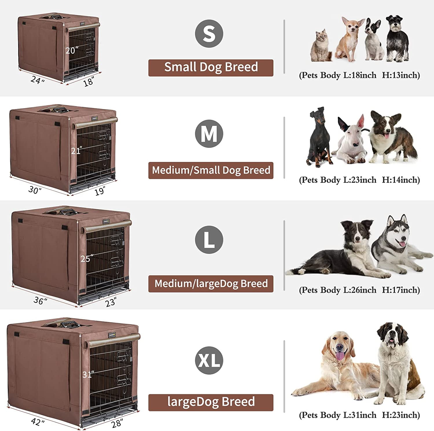 Double Door Dog Crate for Small Dogs with Cover and Tray, Collapsible Metal Kennel for Indoor Outdoor Transport