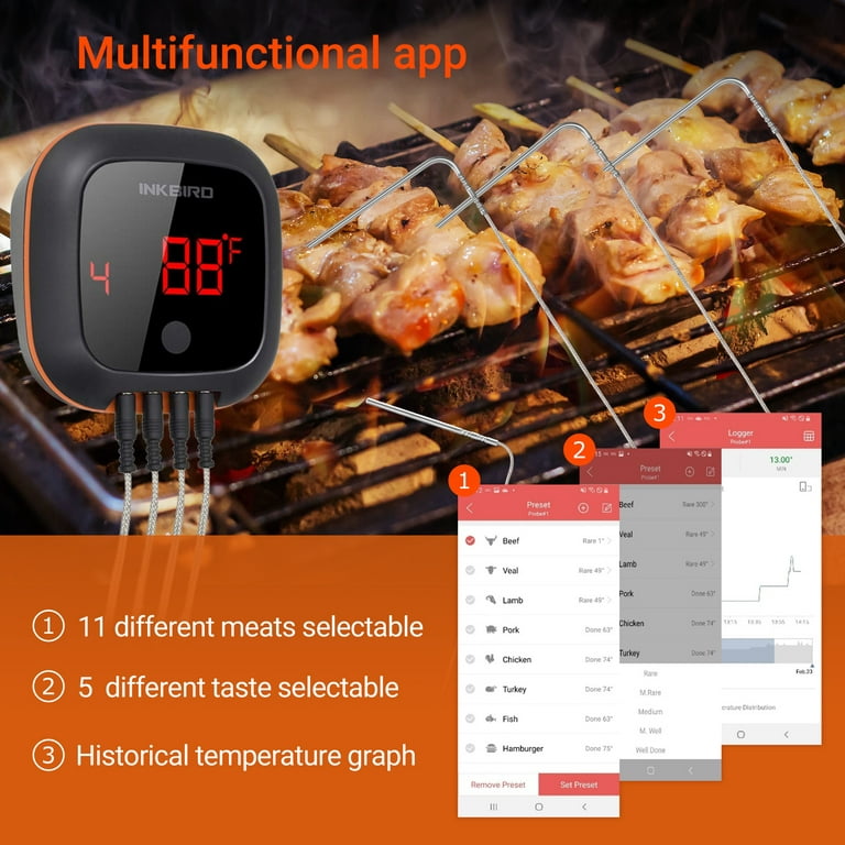 INKBIRD IBT-6XS 6 ProbesDigital Meat Thermometer 150ft Bluetooth
