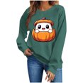 thumbnail image 3 of Women's Sweatshirts Dqueduo Women's Printed Long Sleeved Round Neck Fashionable And Casual Hoodless Sweatshirt Top Army Green XXL, 3 of 8