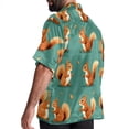 thumbnail image 3 of Squirrel Men's Short Sleeve Hawaiian Shirt Button Down Poplin Beach Casual Printed Unisex Summer Tops, 3 of 6