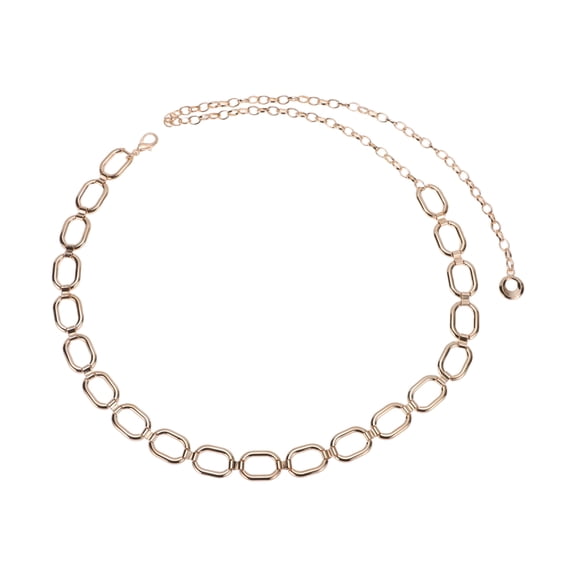 Unique Bargains 1 Pc Waist Chain Oval Adjustable Waist Cord for Women Gold Tone