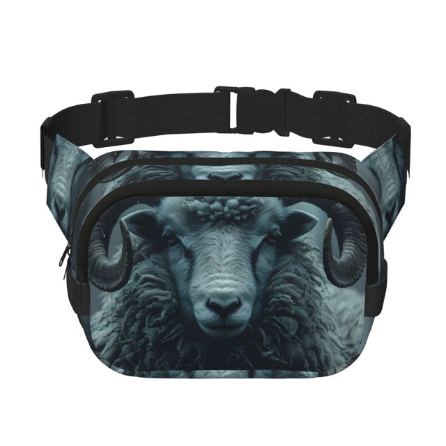 Disketp Moody Ram Portrait Riñonera de Doble Capa, Bolsa de Cintura Ajustable para Viajes, Correr y Senderismo, Riñonera Ligera para Hombre y Mujer