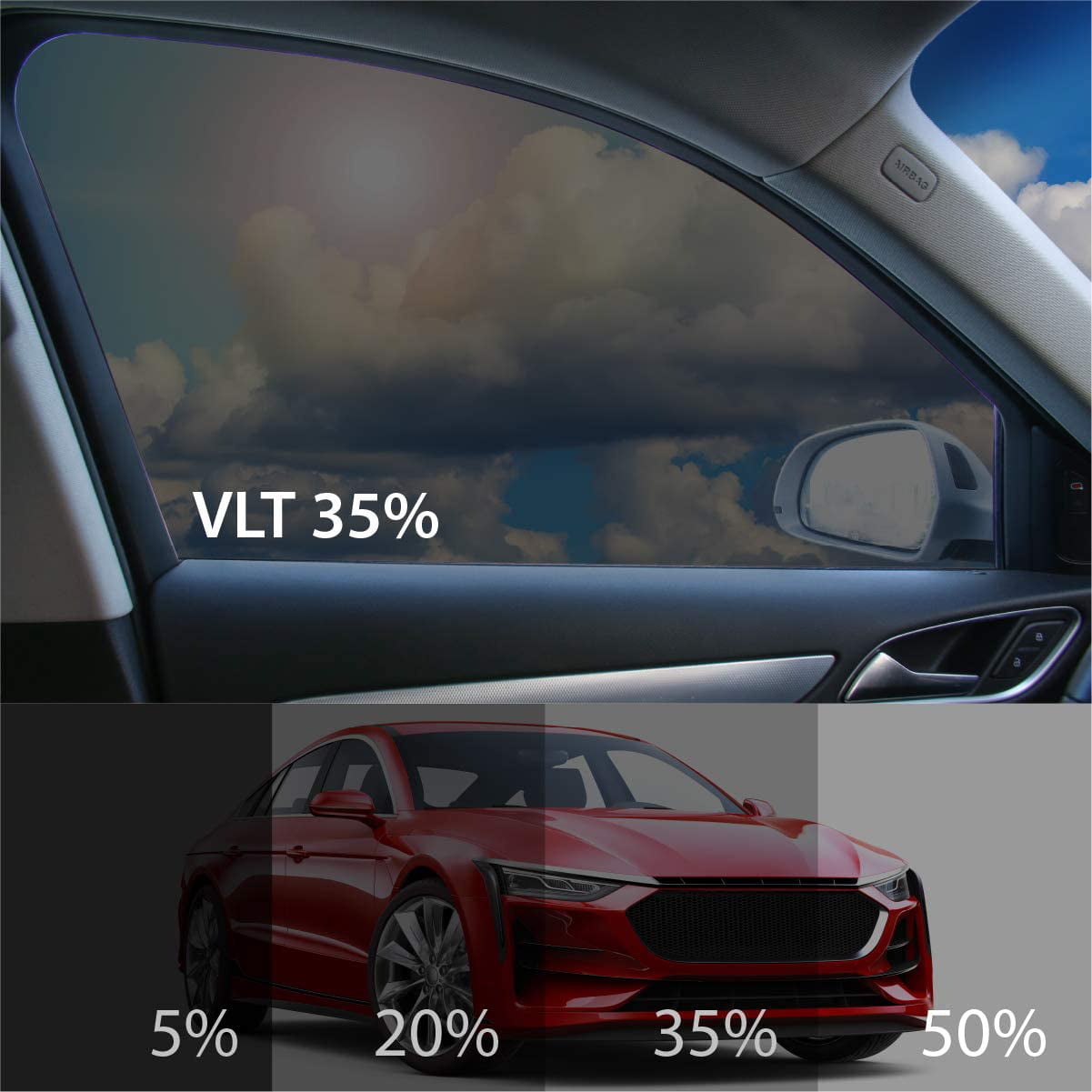 Red 35% VLT Auto Window Tinting Film