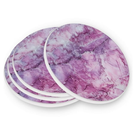 

Round Coasters Modern Style Ceramic Coaster Waterproof and Durable Drink Coaster Coasters set of 4 Customizable Coasters 4pcs Light Purple Marble