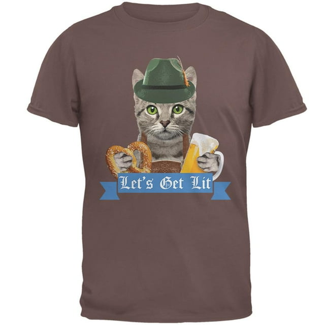 Oktoberfest Funny Cat T-Shirt pour Homme « Let's Get Lit »