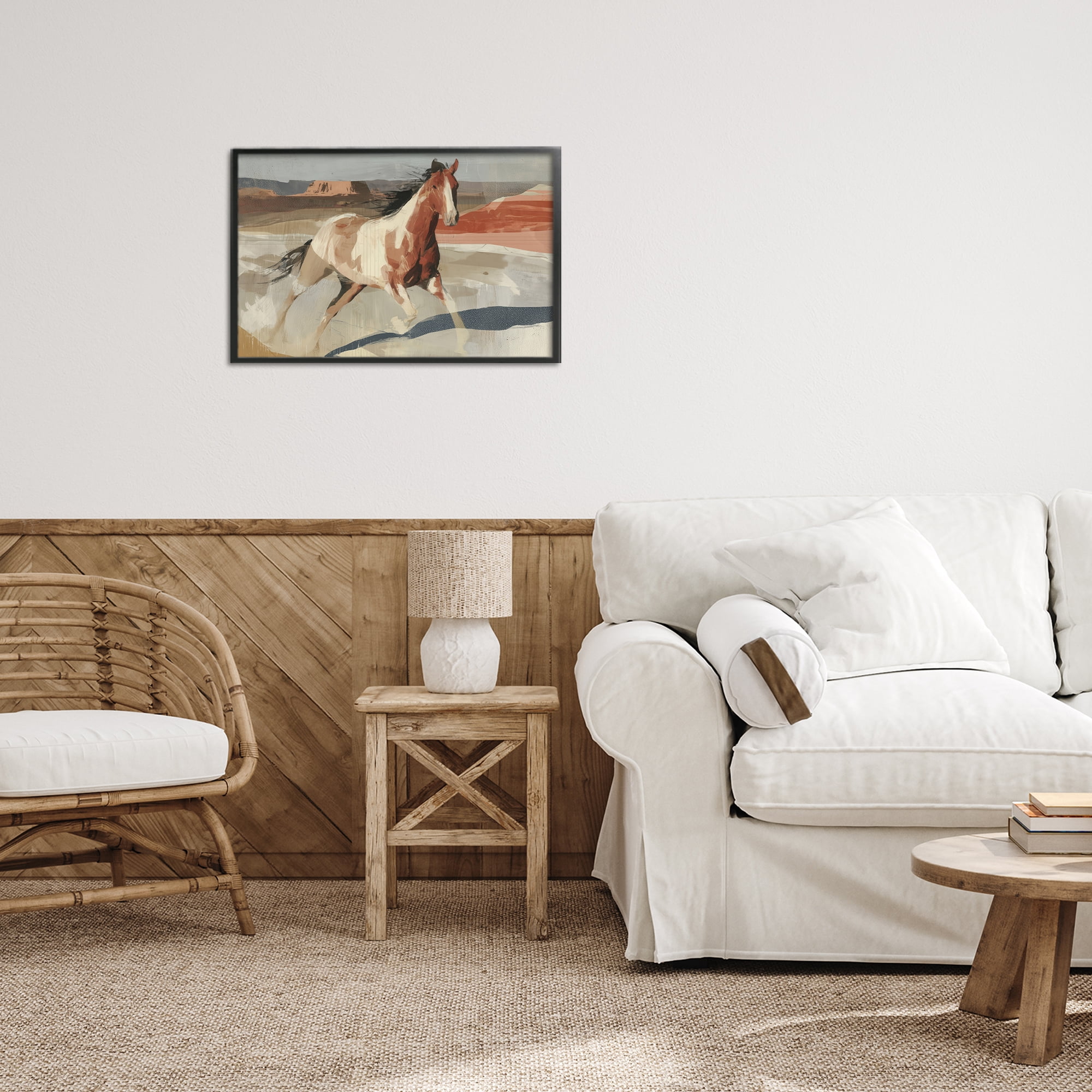 Stupell Industries Wild Horse Across Plains Black Framed Giclee Art, design by Chromatic Storm Studio