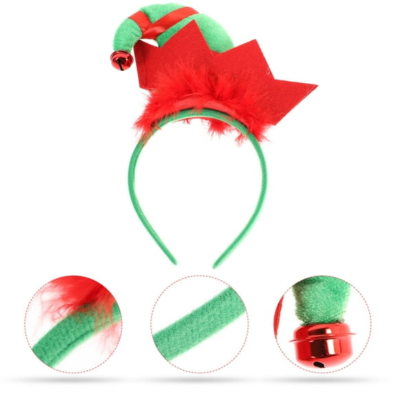 GAXIRE Plush Christmas Hat Headband Red and Green Holiday Party Accessory for Celebration and Festive Events
