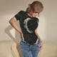 thumbnail image 3 of Balery Abstract Starry Sky Moon Body de cuello redondo de manga corta para mujer Tops de manga corta Tops básicos-Medium, 3 of 7