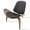 Walnut Black, variant on Faux Leather Shell Chair Three-Legged Mid Century Accent Chair Modern Armless Lounge Chair for Living Room Bedroom,Walnut Black