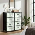 thumbnail image 6 of Dresser for Bedroom with 4 Storage Drawers Green Watercolor Vertical Dot Line Abstract Minimalist Design Dressers Chest of Drawers Steel Framed Fabric Closet Organizers for Entryway, 6 of 7