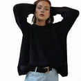thumbnail image 3 of Womens Sweaters Fall Oversized Chunky Knitted Pullover Sweater Casual Long Sleeve Crewneck Cute Sweaters Black XL, 3 of 8
