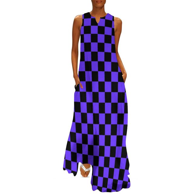 Robe à Carreaux Vichy Rouge et Blanc Robe Maxi Vintage Street Wear Boho Plage Longues Robes Col en V Design Surdimensionné Vestidos