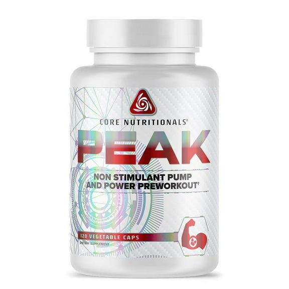 Core Nutritionals PEAK Non Stimulant Pump and Power Pre workout, 120 Capsules