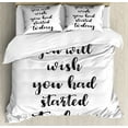 thumbnail image 1 of Black and White Queen Size Duvet Cover Set, Monochrome Style Motivational Quote Art Hand Lettering Illustration, Decorative 3 Piece Bedding Set with 2 Pillow Shams, Black and White, by Ambesonne, 1 of 3