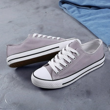 

Classic Minimalist Lace-up Canvas Shoes Flat Shoes Candy Color Casual Shoes Women‘s Footwear