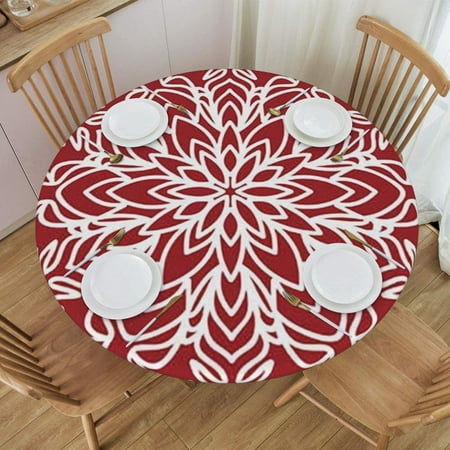 

Mandala Gradient Flowers Red and White Protective Fabric Table Cover for Home Use 57 -66 24jl20caA99