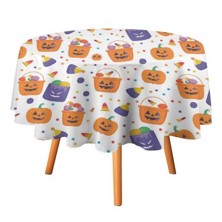 

JINGDS Pumpkin Ice Cream Bucket-987 Round Table Cloth Halloween Tablecloth Thanksgiving Day Table Cloth Round Cover Circle Tablecloth for Halloween Thanksgiving Fall Party