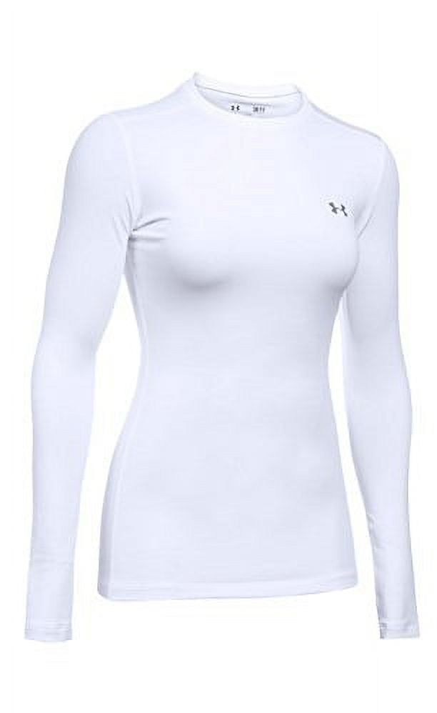 Under Armour Women's UA Coldgear Authentic Crew Shirt, White, Small 