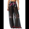 thumbnail image 1 of Pantalones Anchos de Cintura Alta con Elástico para Mujer, Pantalones Casuales Largos para Estar en Casa Rosa Roja L, 1 of 6