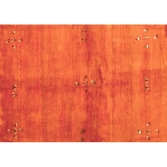 Ahgly Company Indoor Rectangle Abstract Orange Contemporary Area Rugs, 7' x 10'